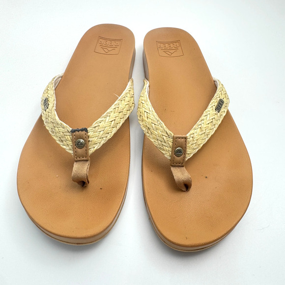 Reef Cushion Sunny Slide Flip Flops, golden hour Size 10 #beach #ratan #surf - Picture 2 of 6